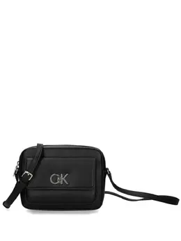 Calvin Klein: Чёрная сумка через плечо 