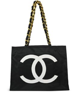 CHANEL Pre-Owned: Чёрная сумка-шоппер 