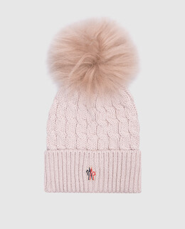 Moncler Grenoble: Розовая шапка 