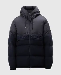 Moncler: Синий пуховик 