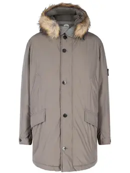 Stone Island: Зелёный пуховик 