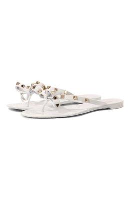 Valentino: Белые шлёпанцы  Rockstud