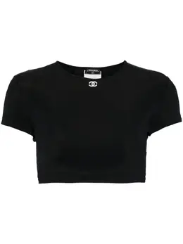 CHANEL Pre-Owned: Чёрная футболка 