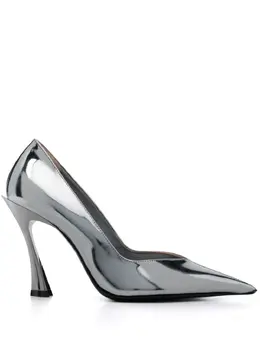 Mugler: Серебристые туфли 