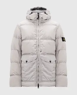 Stone Island: Серый пуховик  Crinkle Reps