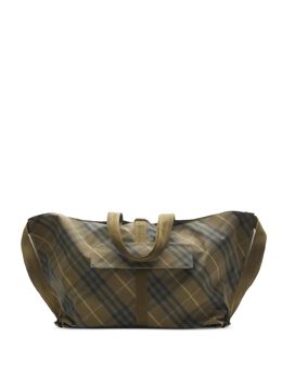 Burberry: Зелёная сумка-шоппер 