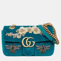 Gucci: Голубая сумка  GG Marmont