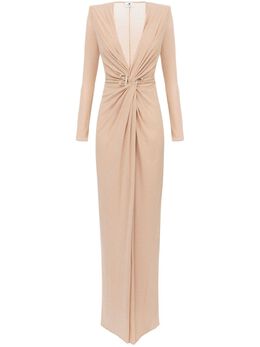 Elisabetta Franchi: Бежевое платье 
