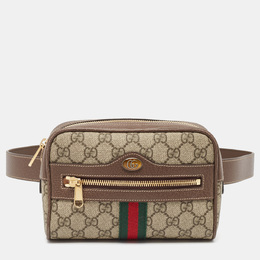 Gucci: Бежевая поясная сумка  GG Supreme