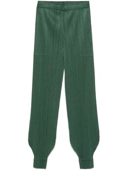 Pleats Please Issey Miyake: Зелёные брюки 
