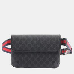 Gucci: Чёрная поясная сумка  GG Supreme