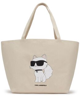 Karl Lagerfeld: Бежевая сумка-шоппер  Choupette
