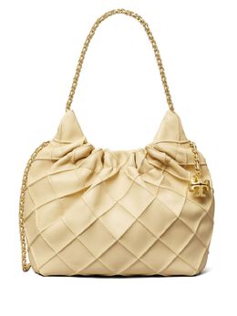 Tory Burch: Жёлтая сумка  Fleming