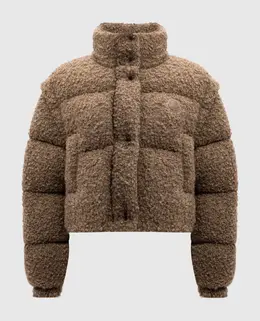 Moncler: Коричневый пуховик 