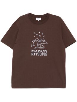 Maison Kitsuné: Коричневая футболка 