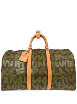 Louis Vuitton Pre-Owned: Зелёная спортивная сумка 