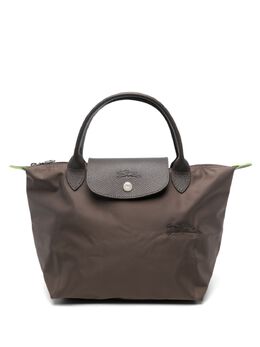 Longchamp: Зелёная сумка-шоппер  Le Pliage Green