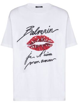 Balmain: Белая футболка 