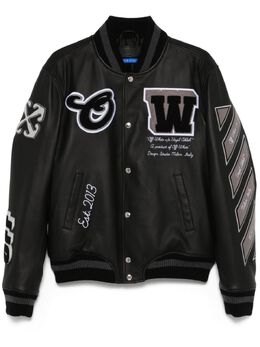 Off-White: Кожаная куртка 