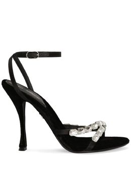 Dolce & Gabbana: Чёрные сандалии  Crystal