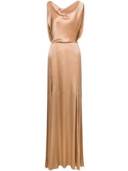 Alberta Ferretti: Бежевое платье 
