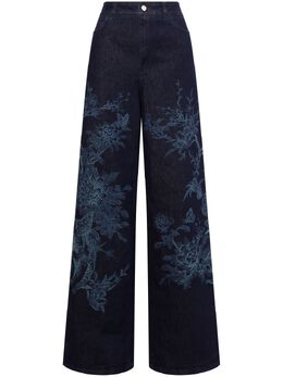 Alberta Ferretti: Джинсы с растительным принтом 