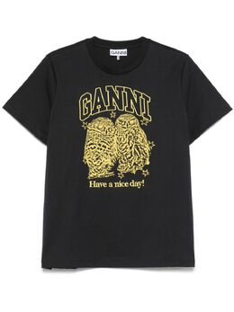 GANNI: Футболка с принтом 