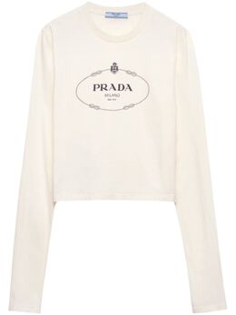 Prada: Белая футболка 