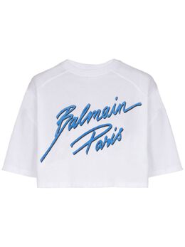 Balmain: Белая футболка 