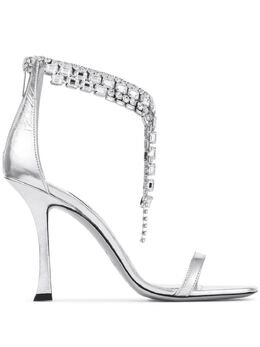 Jimmy Choo: Серебристые сандалии 
