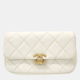 Chanel: Белая поясная сумка 