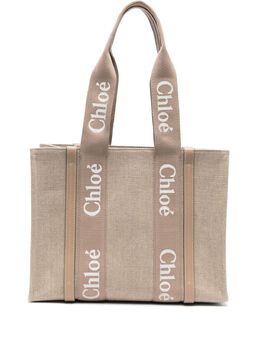 Chloé: Бежевая сумка-шоппер  Woody