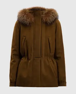 Loro Piana: Коричневый пуховик 