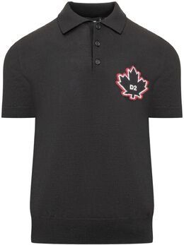 DSQUARED2: Чёрное поло  D2 Leaf