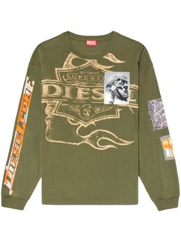 Diesel: Футболка цвета хаки 