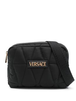 Versace: Чёрная поясная сумка 