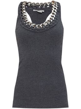 Stella McCartney: Серебристая майка  Chunky Chain