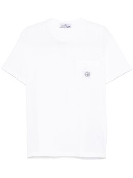 Stone Island: Белая футболка  Compass