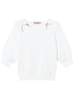 TWINSET: Белый свитер  Oval T