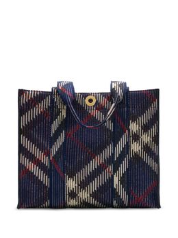 Burberry: Синяя сумка-шоппер 