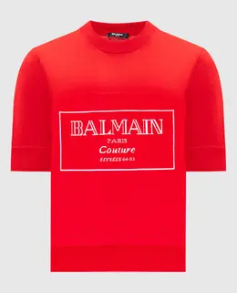 Balmain: Красный топ 