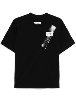MM6 Maison Margiela: Чёрная футболка 