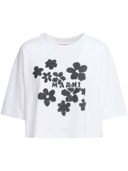 Marni: Футболка с растительным принтом 