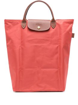 Longchamp: Красная сумка-шоппер  Le Pliage
