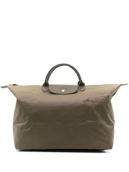 Longchamp: Зелёная дорожная сумка  Le Pliage Original