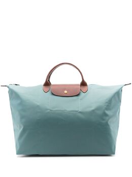 Longchamp: Голубая сумка-шоппер  Le Pliage