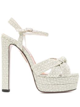 Aquazzura: Серебристые сандалии 