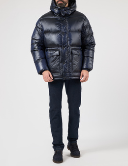 EA7 EMPORIO ARMANI: Сині пуховики 