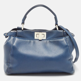 Fendi: Синяя сумка на руку  Peekaboo