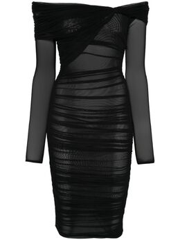 Mugler: Платье с открытыми плечами 